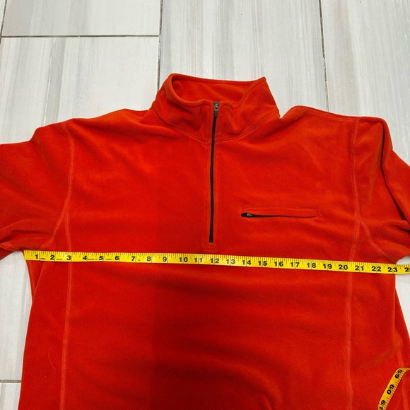 LL Bean Jacket Men's Orange Fleece 1/4 Zip Pullover Zipper Pockets L EUC - Picture 4 of 6
